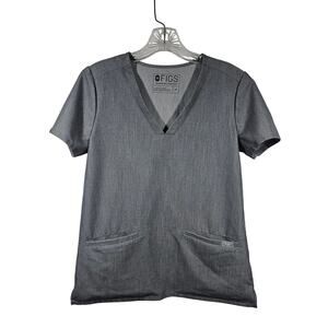 FIGS Casma Three-Pocket Scrub Top Graphite Gray Women's XS